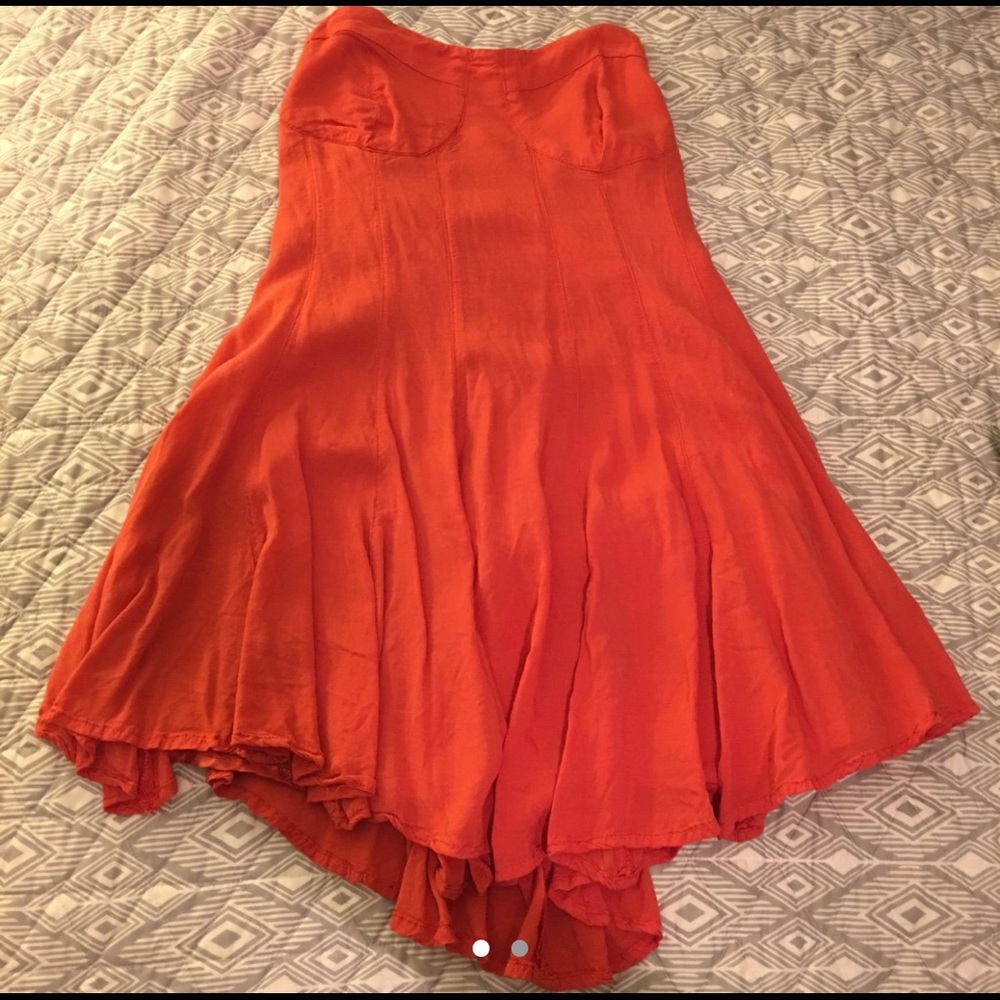 Orange strapless dress
